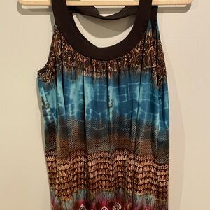 Dressbarn Brown and Blue Patterned Tank Top